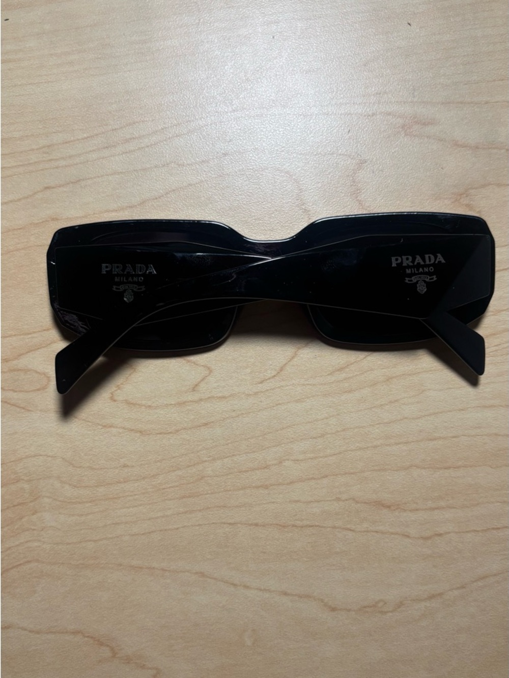 Prada Black Sleek Rectangular Sunglasses